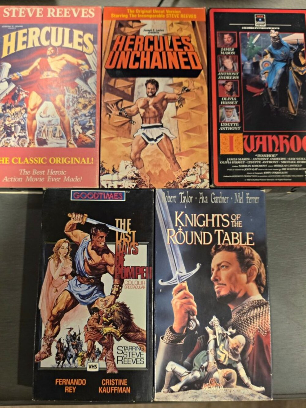 VHS Lot Hercules, Hercules Unchained, Ivanhoe, The Last Days Of Pompeii, Knights